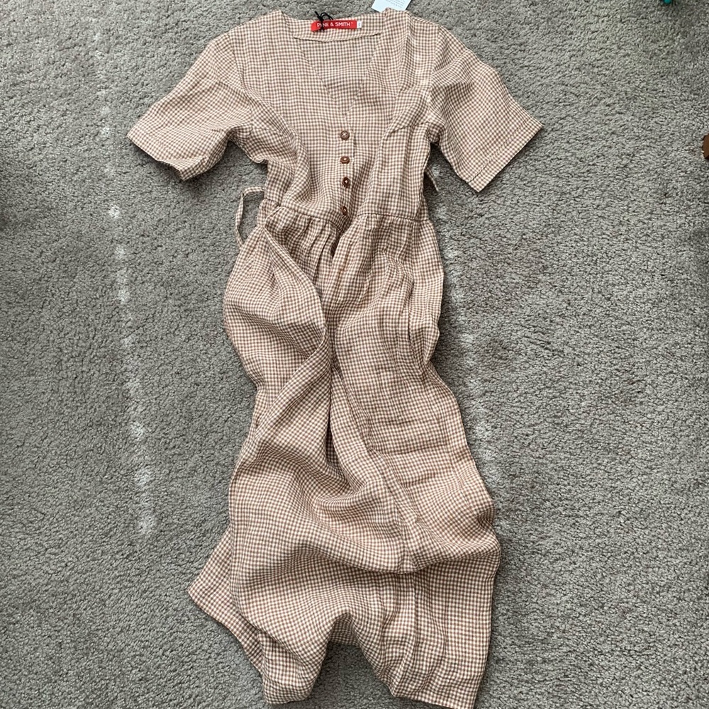 Pyne & Smith No. 31 Dress, Mushroom Check, XS NWT